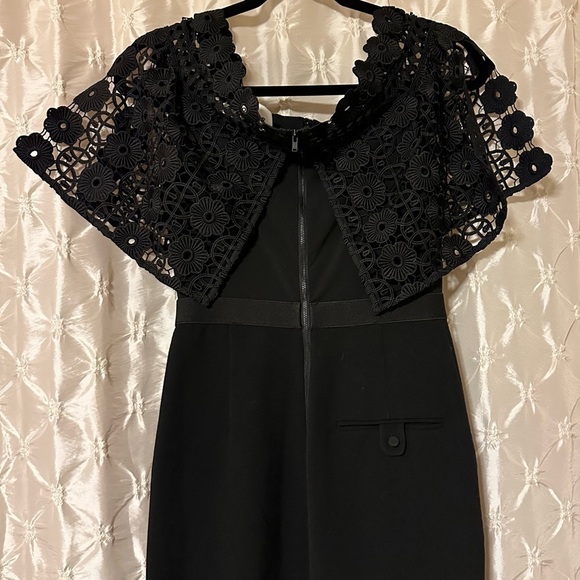 Self-Portrait Black Serena Guipure Lace Crepe Jumpsuit Crochet Pants Set - Picture 8 of 16